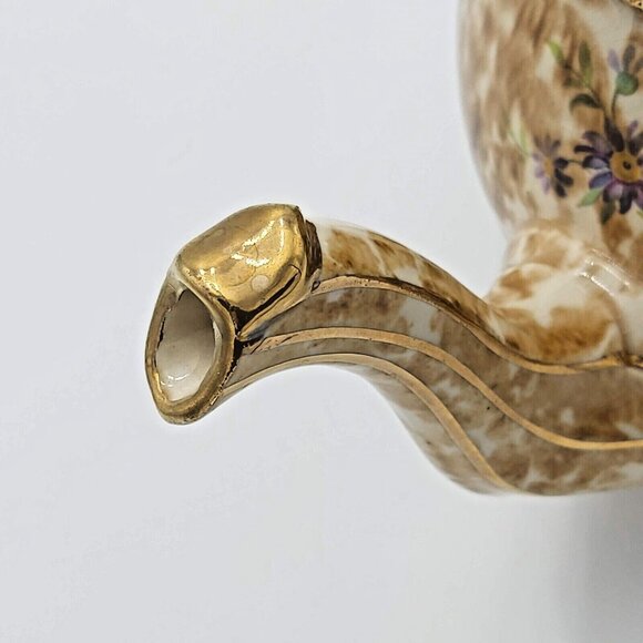 Arthur Wood 3125 Teapot – England – Vintage Floral Gilded Globe Mark – 1930s–40s - Picture 5 of 10